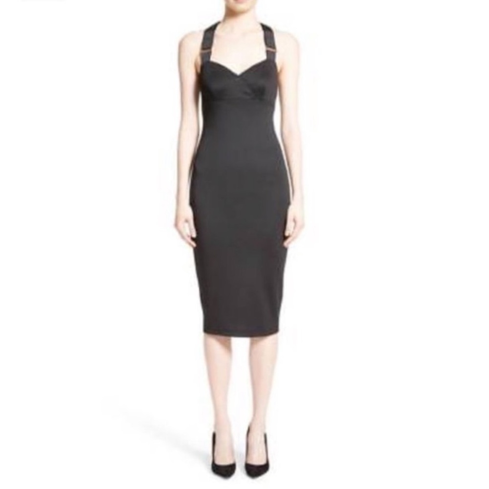 Ted Baker Black Bodycon Dress w/Rose Gold Hardware